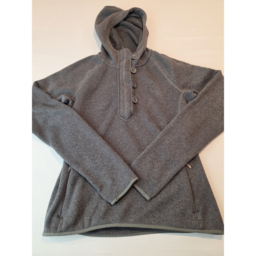 The North Face Womens M Crescent Sunset Hoodie Charcoal Grey Fleece Pullover 1/4